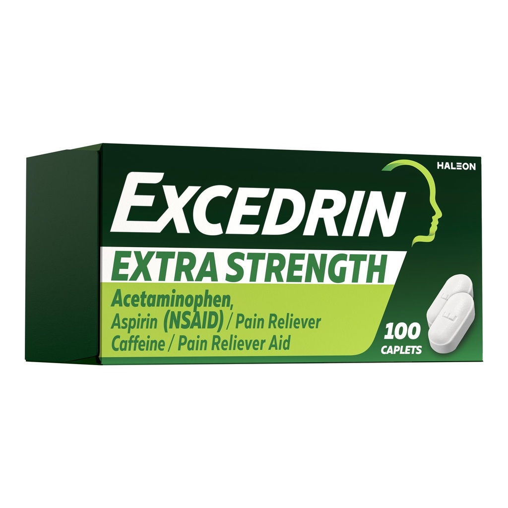 Excedrin ekstra styrke smertelindring kapell – hodepine lindring – 100 teller