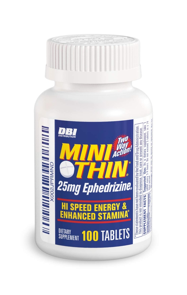 Mini Thin - Two-Way - Energikapsler formet med koffein og efedrizin - 100 kapsler