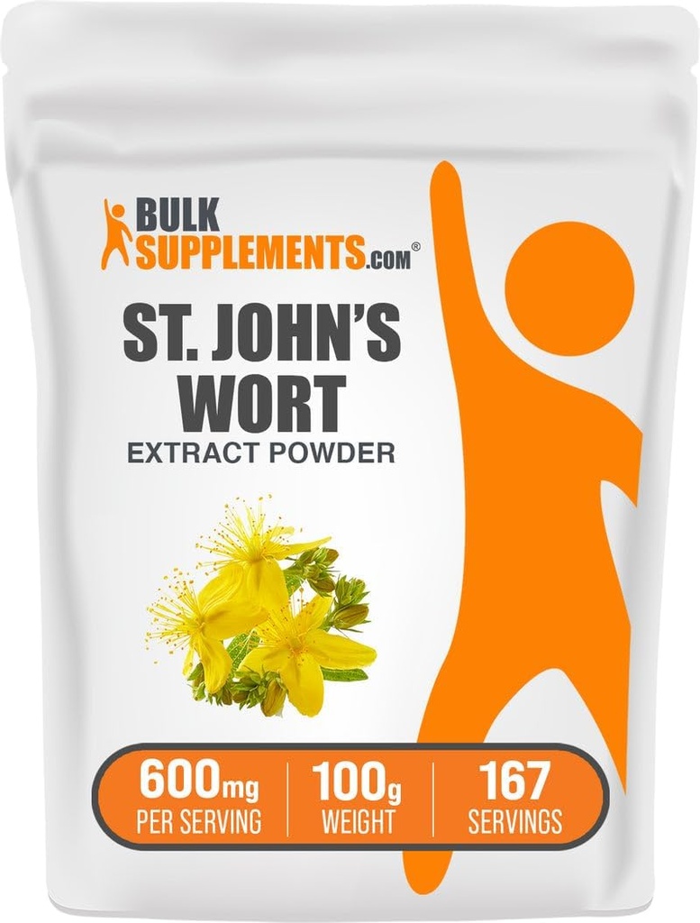 BulkSupplements.com St. John's Wort Extract - St. Johns Wort Supplement, Herbal Supplement for Mood - Vegansk & Glutenfri, 600 mg per servering, 100g (3,5 oz) (Pack of 1)