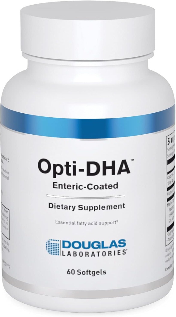 Douglas Laboratories Opti-DHA Enterisk-koated | essensielle Omega-3 fettsyrer for kardiovaskulær helse | 60 kapsler