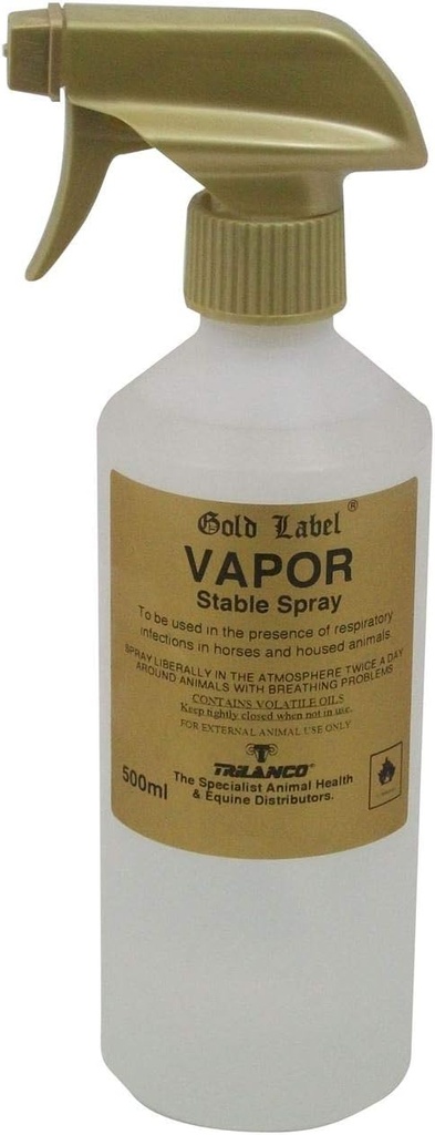 Vapor, gull etikett, pustehjelp for hester, 500ml
