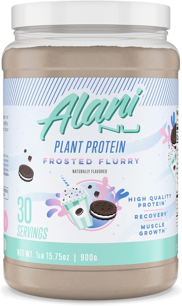 Alani Nu Plantebasert Proteinpulver Frosted Flurry | 17g Vegan Protein | Måltid erstatning pulver | Ingen sukker tilsatt | Lav fett, lav carb, mørkefri, eraproteinisolate blanding | 30 serveringer