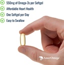 AmerOmega Triglycerid Omega-3 Fish Oil for Heart Health Support - Wild-Caught Alaskan Walleye Pollock - American-Sourced, American-Made - Ikke-GMO, Glutenfri & Dairy-Free - 60 Softgels