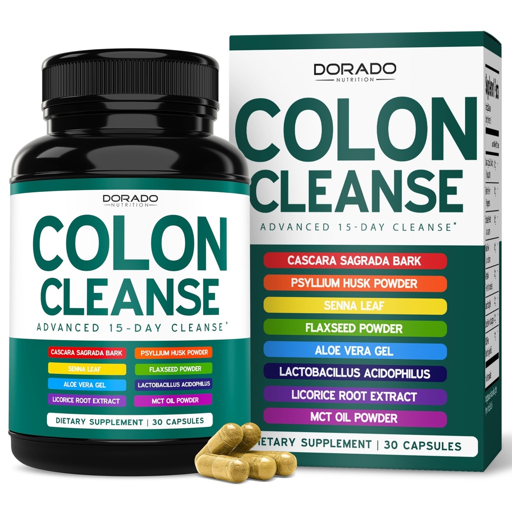 Colon Cleanse & Detox 15 dagers Gut Cleanse (30 greve) Intestinal Cleanse Pills & Probiotic for Gentle Laxative & Bowell Relief for Mage Bloating - Tredjeparts testet, Vegan, ikke-GMO - laget i USA