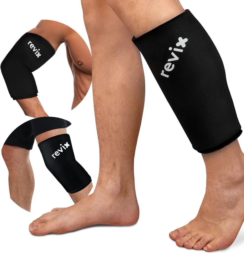 REVIX XL Shin Splints is erme, kalv ispakker for skadeskader Reusable, kne, arm & elbow, nedre ben komprimering erme kalde pakke lindrer beinskader og løping gjenoppretting, 360 ° dekke