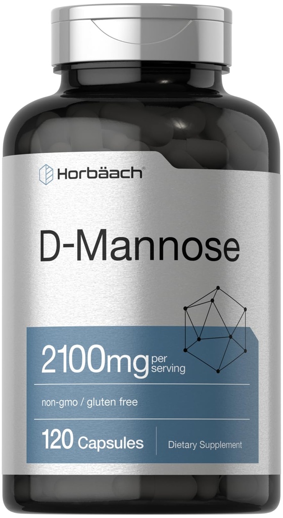 Horbäach D-Mannose | 2100mg | 120 kapsler | Høyeste potens | Ikke-GMO & Glutenfri Supplement