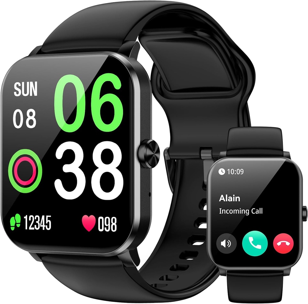 Smart Klokke, Smartwatches for menn kvinner, 1.85" HD Fitness Tracker (svar/make anrop), 120+ Sportsmoduser, hjertefrekvens/sleep Monitor, IP68 Vanntett Fitness Watch, Smartwatch for Android iOS