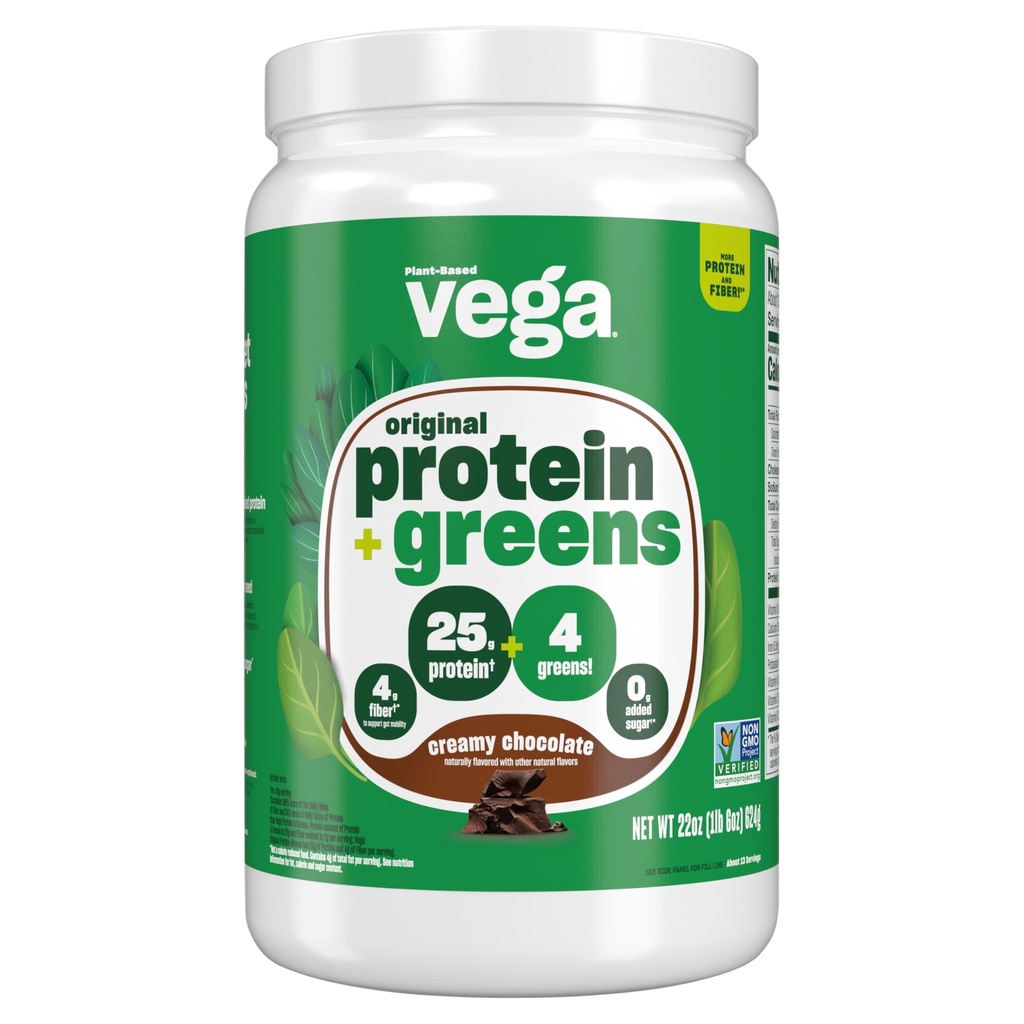 Vegaprotein og grønn proteinpulver, sjokolade - 20g Plantebasert protein pluss grønnsaker, vegansk, ikke-GMO, Eraprotein for kvinner og menn, 1,3 lbs