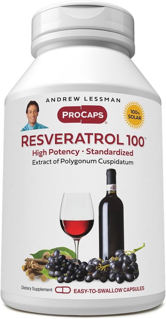 ANDREW LESSMAN Resveratrol-100mg - 30 kapsler - Rødvins beneficial, naturlig forekommende antioksidant, uten alkohol. Tilsetningsfri