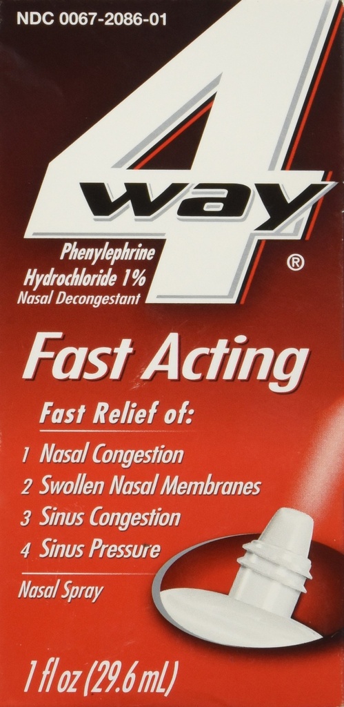 4Way raskt fungerende nasalsprøyte for voksne og barn 12+, Sinus Congestion Relief og Nasal Congestion Relief Nasal Spray - 1 Fl Oz Spray Flaske