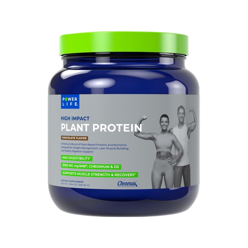 POWERLIFE høy effekt planteprotein pulver med 3000 MG HMB, plantebasert, ingen sukker lagt til, vegansk, keto vennlig, ikke-GMO (Chokolate - ny formel)