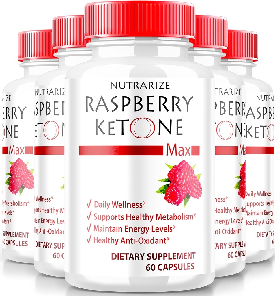 (5 pakke) Bringebær keton kapsler, Offisiell bringebær keton for vekttap, all-naturlig keto formel å låse opp kroppen og fitness mål, bringebær keton 1200MG Supplement, vurderinger (300 kapsler)
