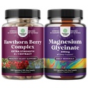 Natures Craft Bundle av ekstra styrke Hawthorn Berry Capsules - Utdrag Digestion og hjertehelse Supplement og ren magnesium Glycinate 400mg Per servering for humør søvn og avslapping