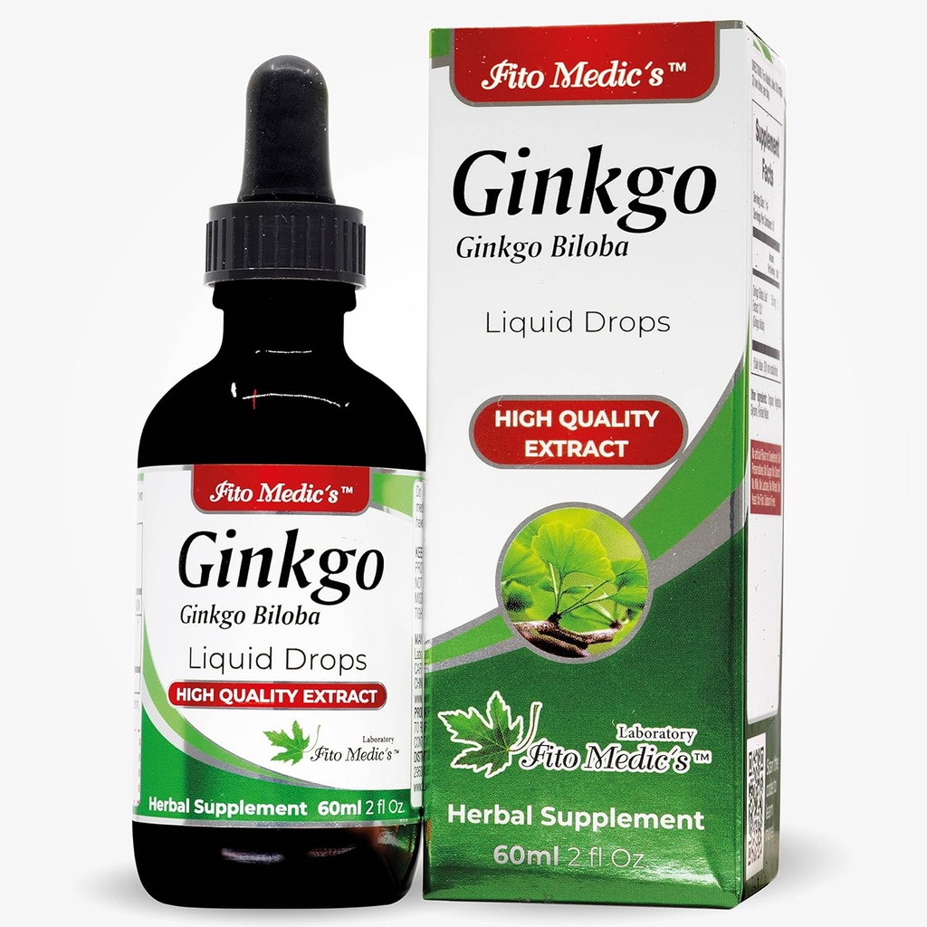 FiTO MEDIC'S Lab - Ginkgo biloba, for minne og konsentrasjon, ren -Ginkgo biloba ekstrakt -Ultra høy absorpsjon, alkoholfri.