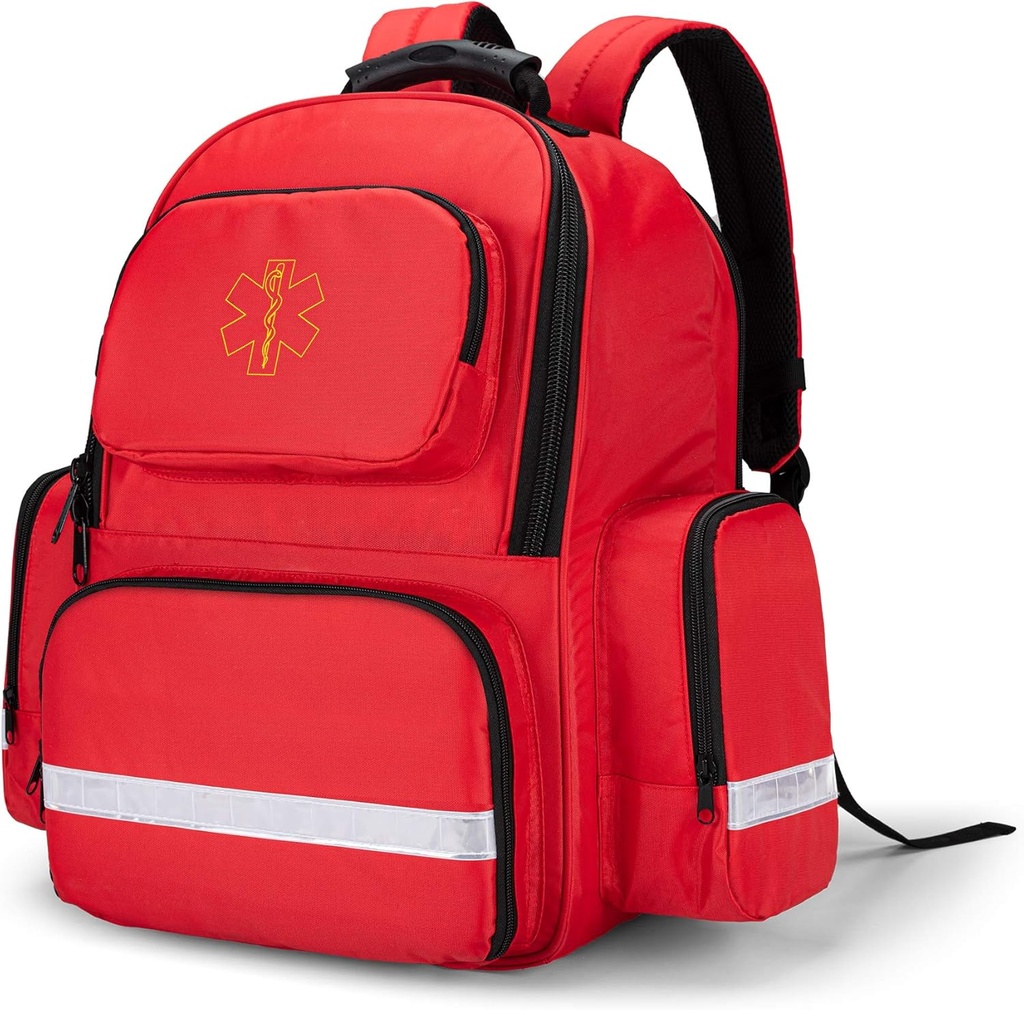 Trunab første responder Bag Trauma ryggsekk tom, medisinske nødsett lagring Jump Bag Pack for EMT, EMS, Politiet, brannmenn, sikkerhetsoffiserer - Patentert design rød