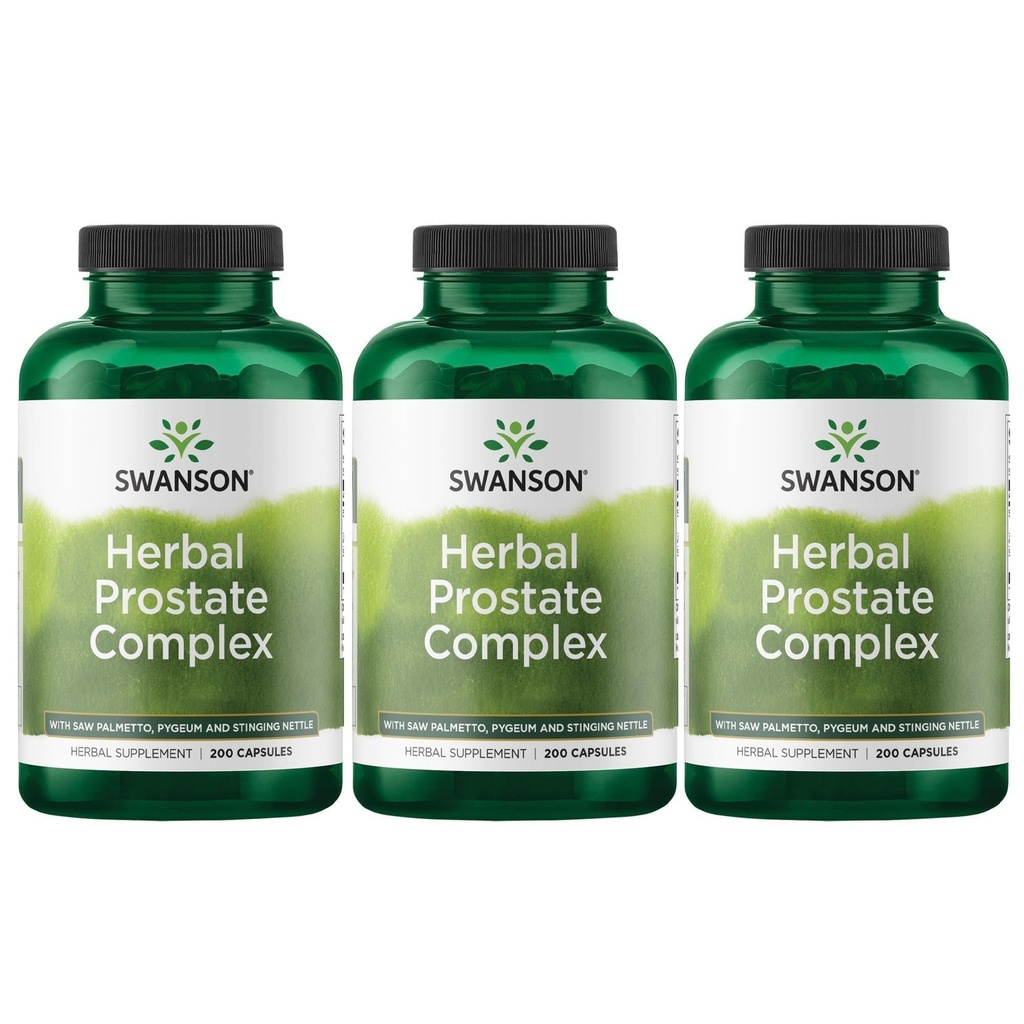 Swanson Herbal Prostate Complex - Menns kosttilskudd - Funksjoner Pygeum, Sag Palmetto & Stinging Nettle - (200 Kapsler) (3 Pakke)