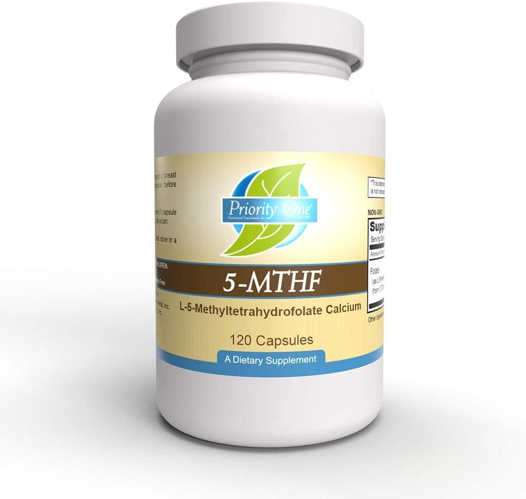 Prioritet En Vitaminer 5-MTHF 1 mg Folate Supplement Biotilgjengelig aktiv form vitamin B9 120 Vegetariske kapsler [6]-5-metyltetrahydrofolatmetylering