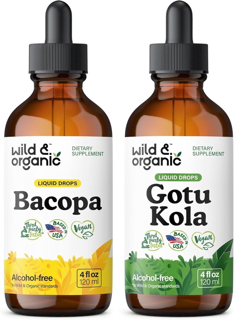 Wild & Organic Bacopa Tinktur 4 fl oz & Gotu Kola Tinktur 4 fl oz