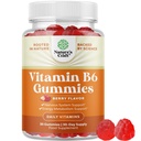 Potent vitamin B6 Gummier for voksne - Potent vitamin B-kompleks kosttilskudd for menn og kvinner for nervesystem støtte Mood & Immune System - Vegan Pyridoxin Chews for energi og metabolisme - 30 Ct
