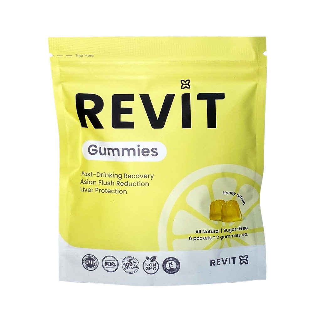 REVIT - Pris Vinnende Post-Drinking Recovery Gummy | Liver Support & Recovery | DHM + Curcumin + Ginger + Vitaminer + Anti-oksidanter | All-Naturlig | Vegetarisk | Ikke GMO