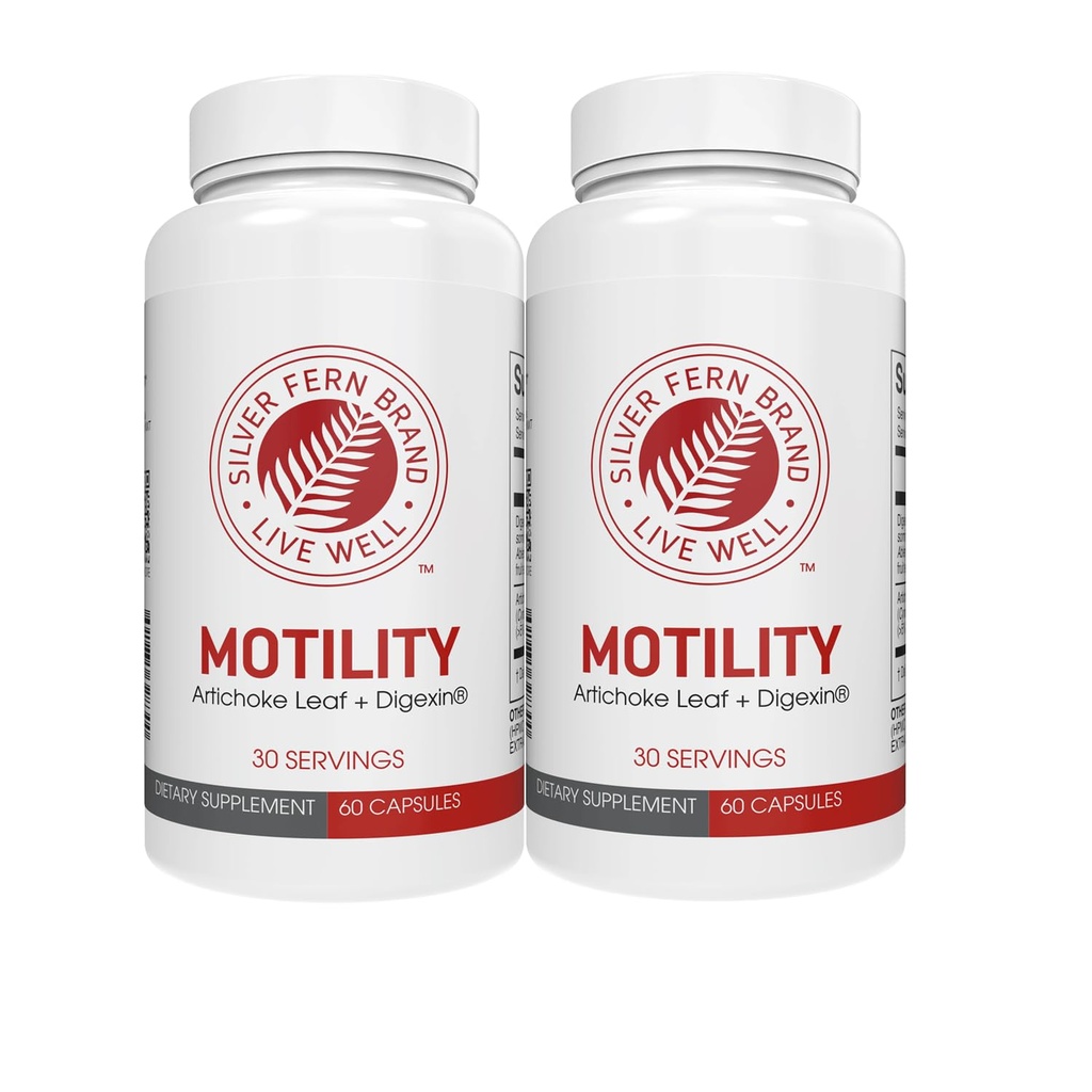 Sølv Fern Brand Motilitet- Ikke-Laxativ hyppighet og langsom Motilitet Boost - 120 kapsler, 60 dagers forsyning - Inneholder Artichoke Leaf, Tender Okra Pods, & vinter Cherry