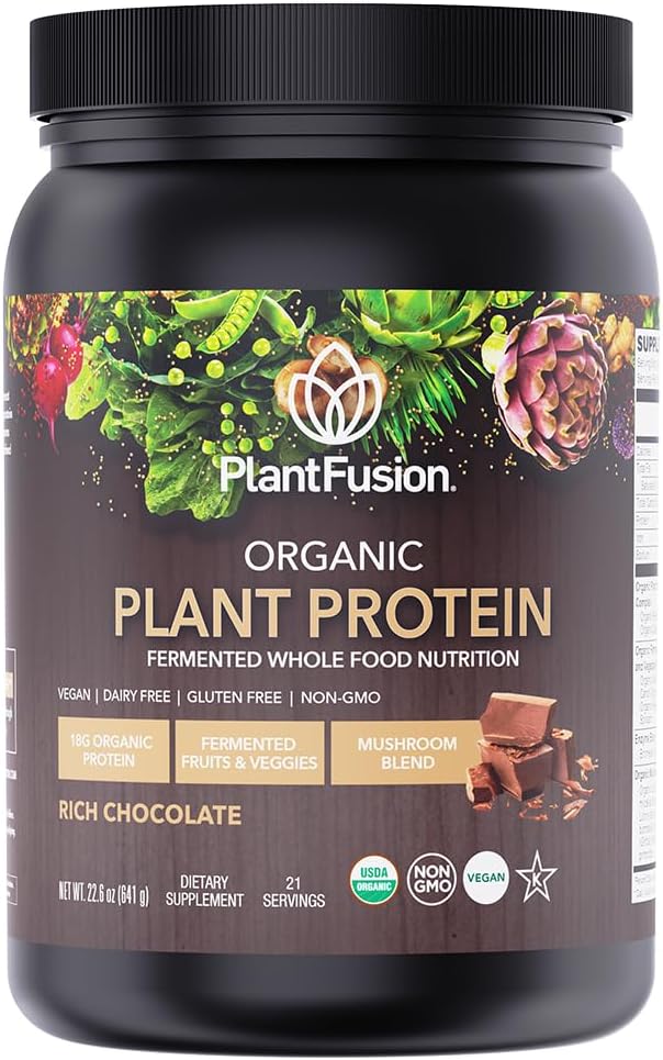 SOTRU organisk vegansk proteinpulver - hele maten, plantebasert proteinpulver med grønn supermat, enzymer og probiotika - USDA sertifisert økologisk, ikke-GMO, Glutenfri - Sjokolade 18.5 oz, 21 Services