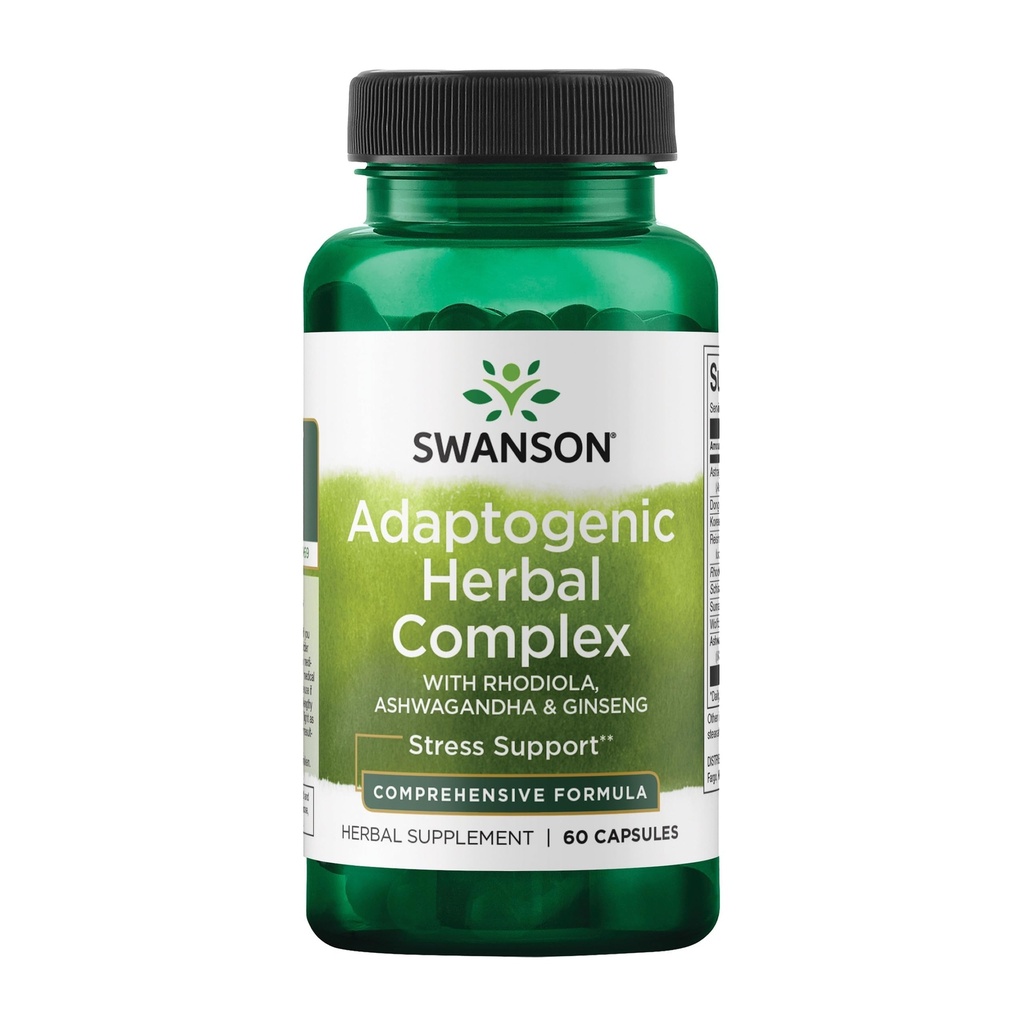 Swanson Rhodiola Ashwagandha Ginseng Complex Energi Immunfunksjon Nervesystem Stress støtte Adaptogen Urt Supplement 60 Kapsler