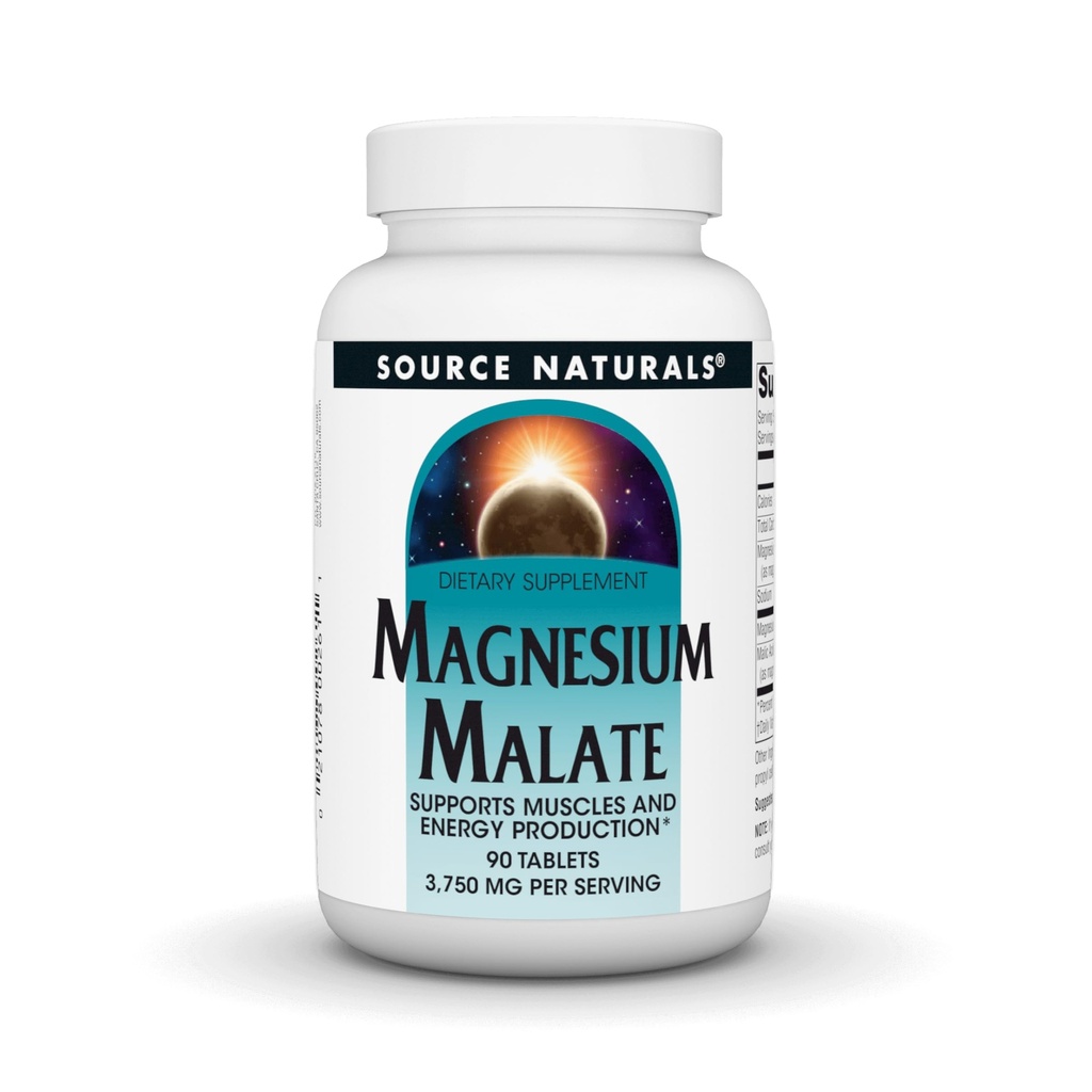 Kilde Naturals Magnesium Malat, støtter Muskler og energiproduksjon*, NonGMO, Vegetarvennlig Magnesium Supplement, 3.750 MG per servering - 90 tabletter