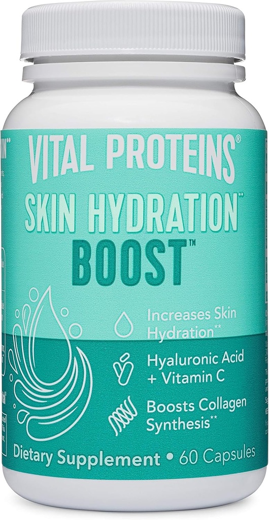 Vitale proteiner Hyaluronsyre Supplement med 120 mg Hyaluronsyre 150 mg Biotin og 180 mg vitamin C - 60 kapsler