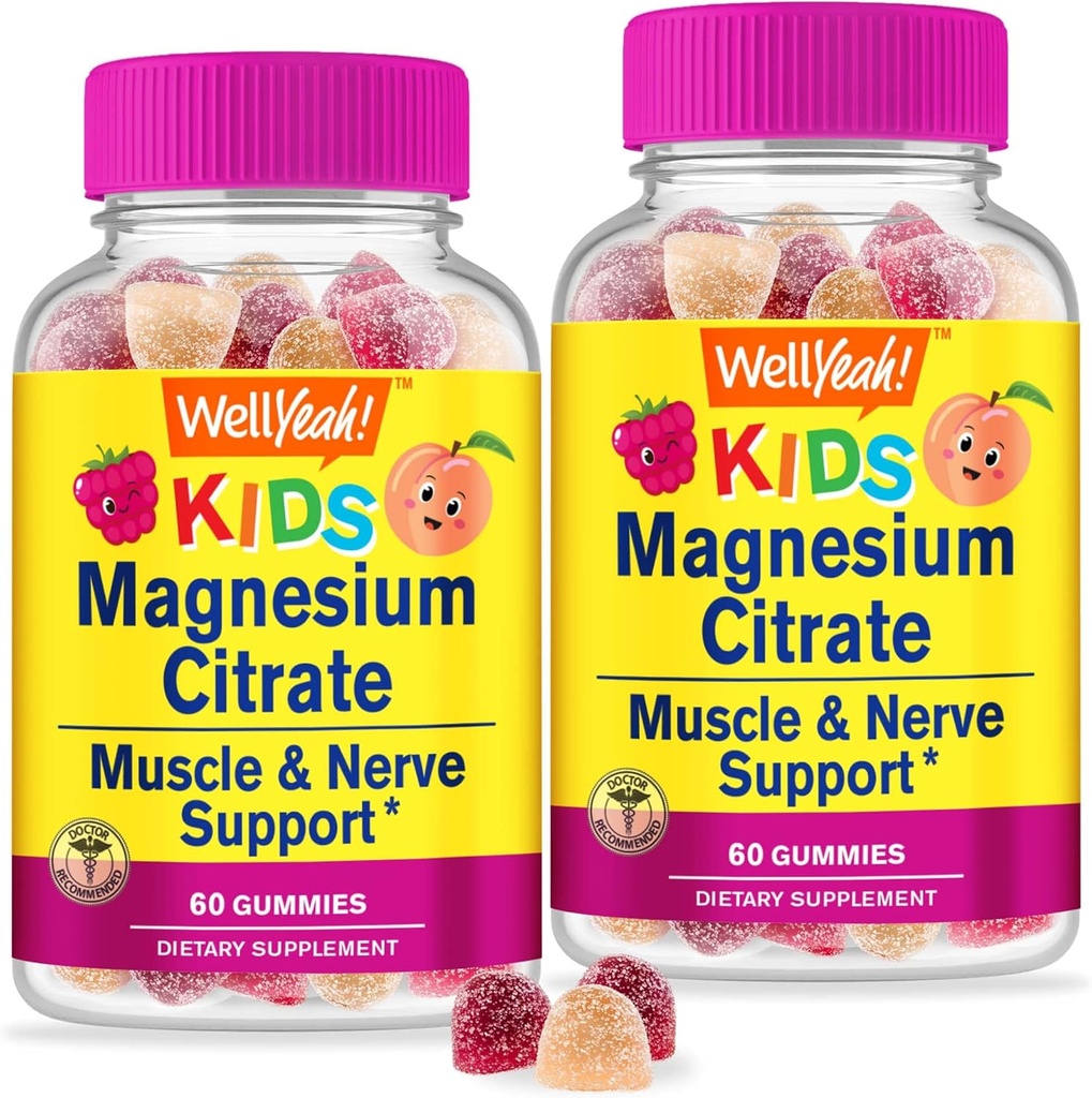VelJa Magnesium Citrate Gummies for barn (2 pakke) - Chewable Stress Relief Supplement for barn - Naturlig ro, Mood Support, Ikke-GMO, Glutenfri - Naturlig Sourced Flavors - 60 Gummies