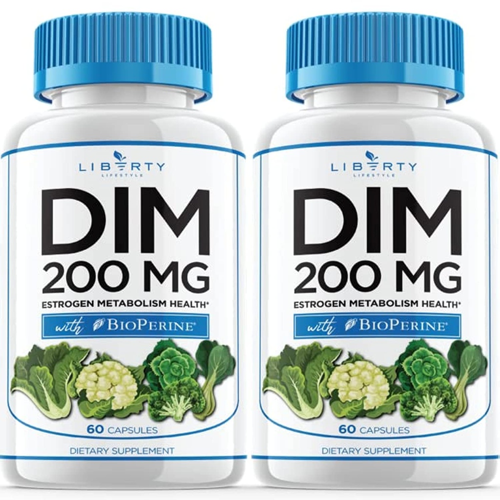DIM Supplement 200mg - DIM Diindolylmetan Plus BioPerine - Estrogen Balance, Hormone Menopause Relief, Acne behandling, Vegan - 120 greve