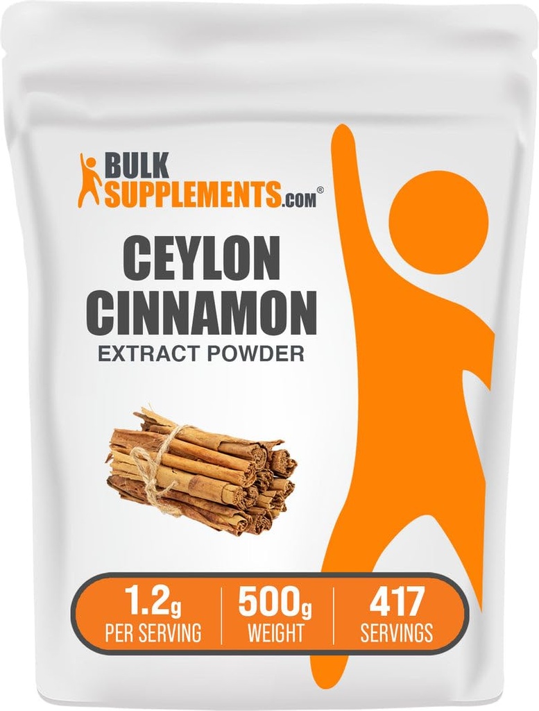 BulkSupplements.com Cinnamon Bark Extract pulver - Ceylon Cinnamon Supplement, Herbal Supplement - Vegan & Glutenfri, 1,2 g per servering, 500g (1,1 lbs) (Pack of 1)