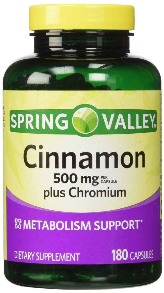 Spring Valley - Cinnamon 500 mg Plus Chromium, Twin Pack, 2 flasker 180 kapsler