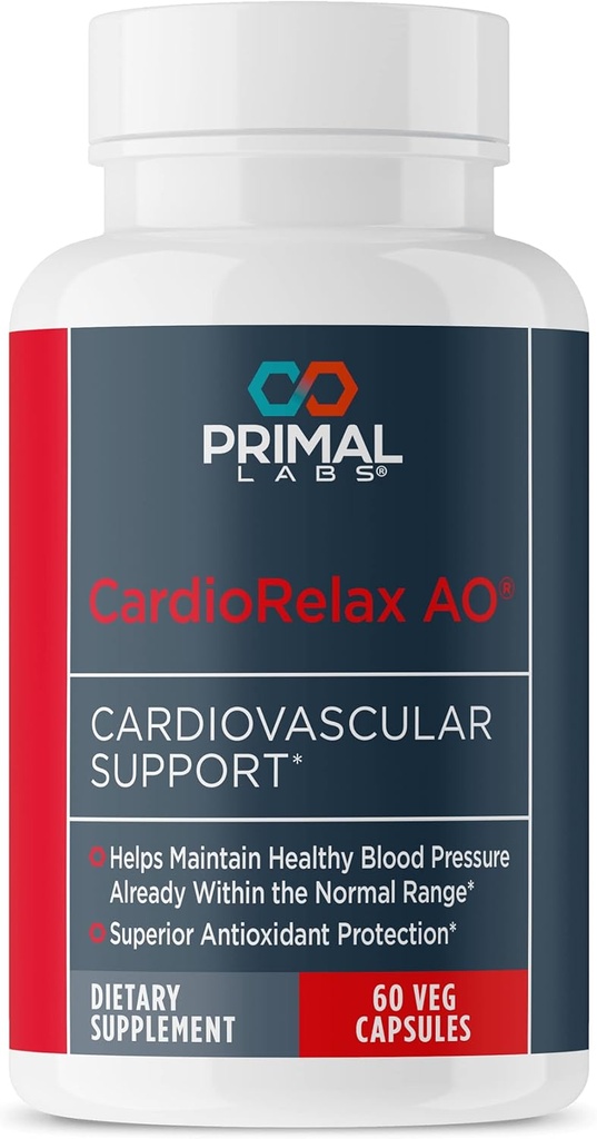 Primal helse CardioRelax AO - Coenzym Q10 Formel, Bioperin + Olive Leaf Extract - 60 Kapsler