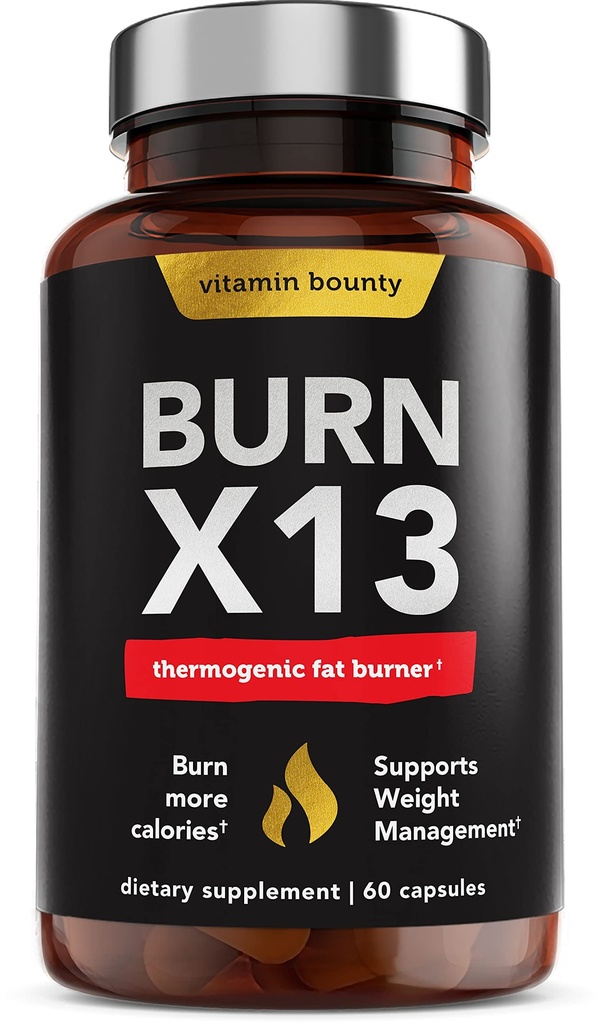 Vitamin Bounty Advanced termogen fettforbrenner for menn og kvinner - Burn X13 vekttap Supplement med 13 kraftige ingredienser - Metabolisme Booster, energi og appetittkontroll - 60 kapsler