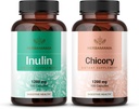 HERBAMAMA Inulin og Chicory Kit - Bundle på 1200 mg Inulin Fiber & 1200 mg Chicory Root Capsules - Vegansk, ikke-GMO, Gelatinl-Free - 2 Pack