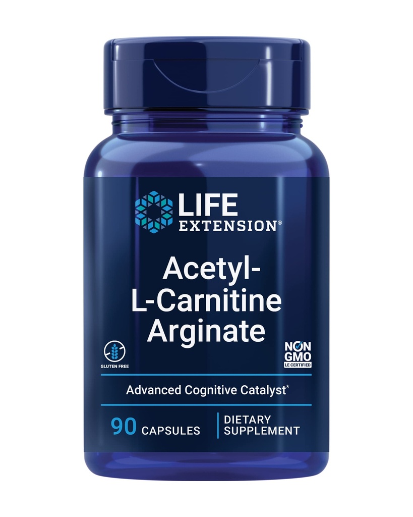 Livsforlengelse Acetyl-L-karnitin Arginat, Avansert hjerne og nerve helse, Cellular Energy Support, Glutenfri, Ikke-GMO, 90 Kapsler