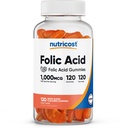 Nutricost Folic Acid (vitamin B9) Vegetarisk Gummies (120 gummies, 1 mg folsyre per servering) - Tilskudd for menn og kvinner