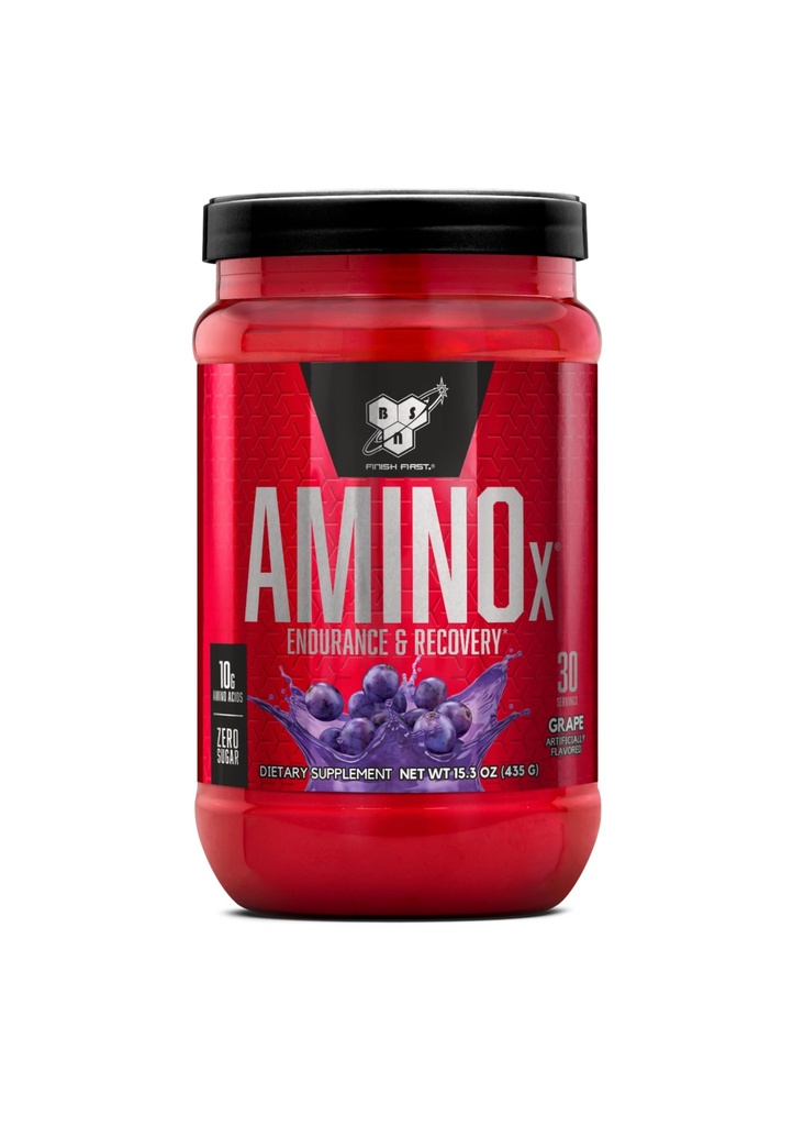 BSN Amino X Muscle Recovery & Endurance pulver med BCAAs, 10 gram aminosyrer, ketovennlig, koffeinfri, støtte Endurance, Zero Sukker, Grape, 30 porsjoner (Packing May Vary)