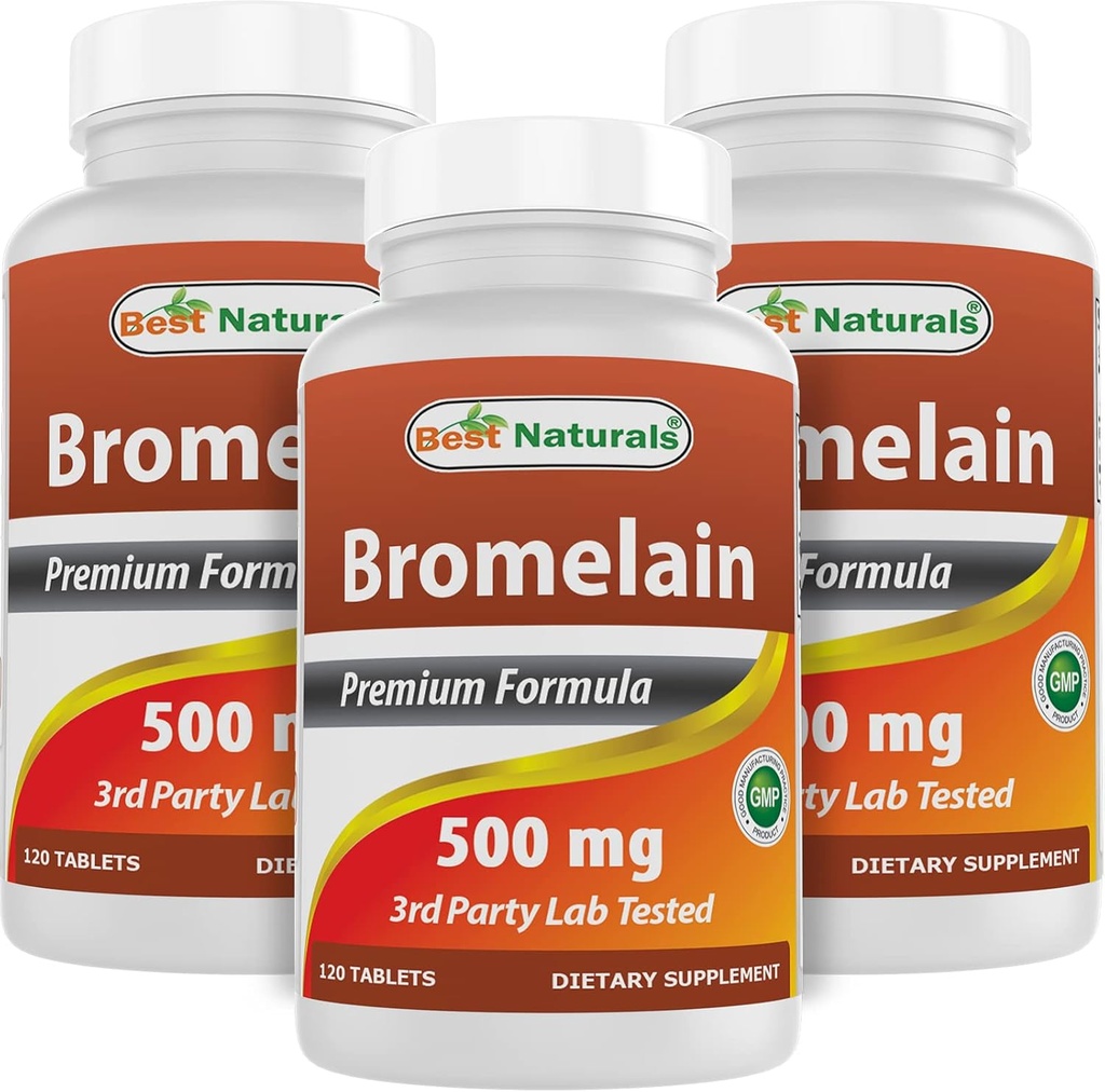 Best Naturals Bromelain 500mg 120 tabletter (120 greve (Pack of 3))