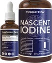 Nascent Iodine Supplement 400 Serveringer, Glassflaske, Vegan, 1800 mg - 600 mg per dråpe - ren, klar farge - støtter Thyroid helse, energi, immunitet og metabolisme (2 oz.)