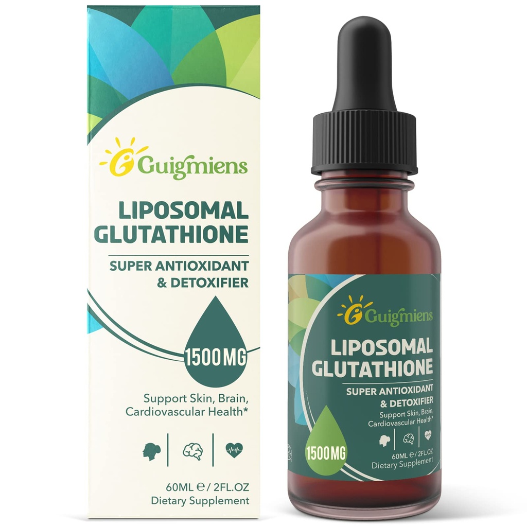 Liposomal glutation 1500 MG, Superior absorpsjon, flytende glutation kosttilskudd, kraftig antioksidant, lever detox, immunforsterker, soya-fri, ikke-GMO, vegansk & glutenfri, 2,02 fl.oz