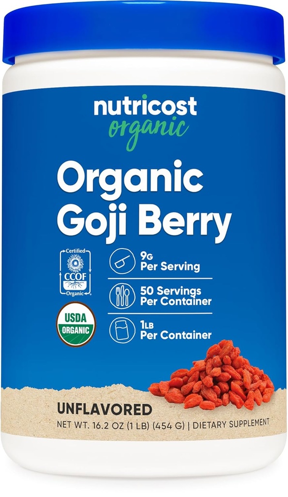 Nutricost Økologisk Goji Berry pulver (1lb) - USDA Certified Organic, Glutenfri, Ikke-GMO, Vegetarisk