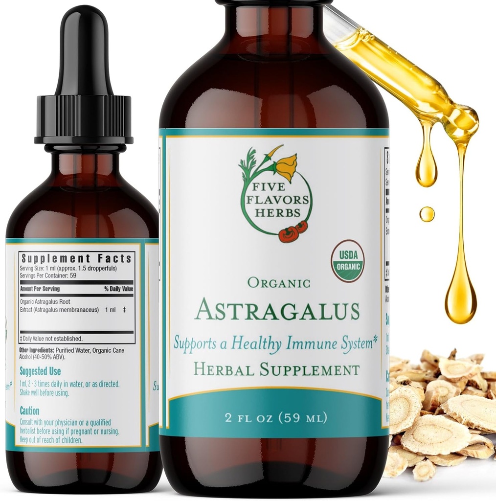 Astragalus Tinkture - Støtte for immunsystem, Respiratorisk støtte, Digestive System Support, Maca, Herbal Supplement - 2 Fl Oz