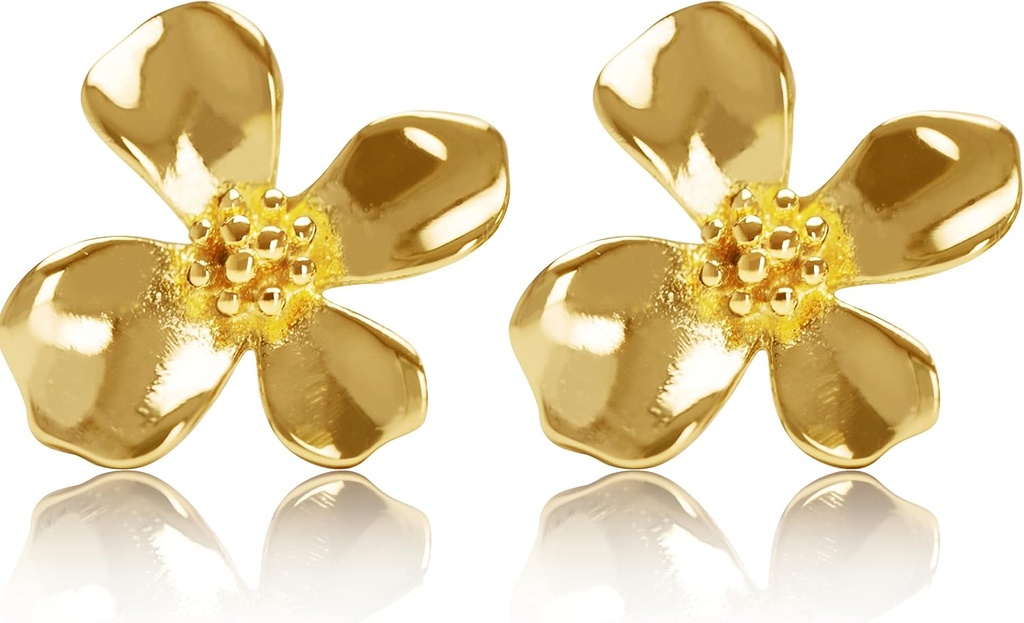 14K Gullbelagt 925 Sterling sølv blomst Lily Stud øredobber