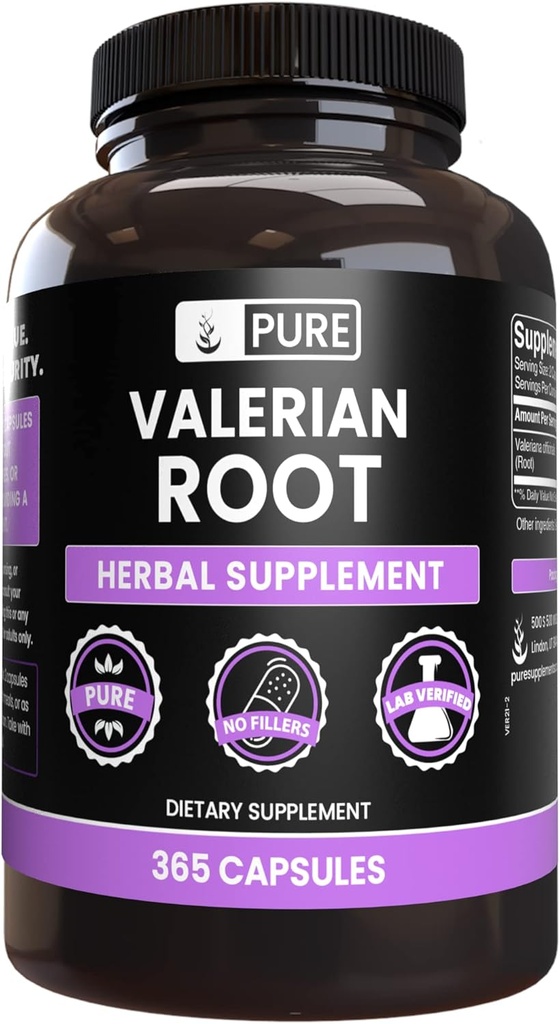 PURE ORIGINAL INGREDIENTS Valerian Root (365 kapsler) Ingen magnesium eller Rice Fillers, alltid ren, Lab verifisert