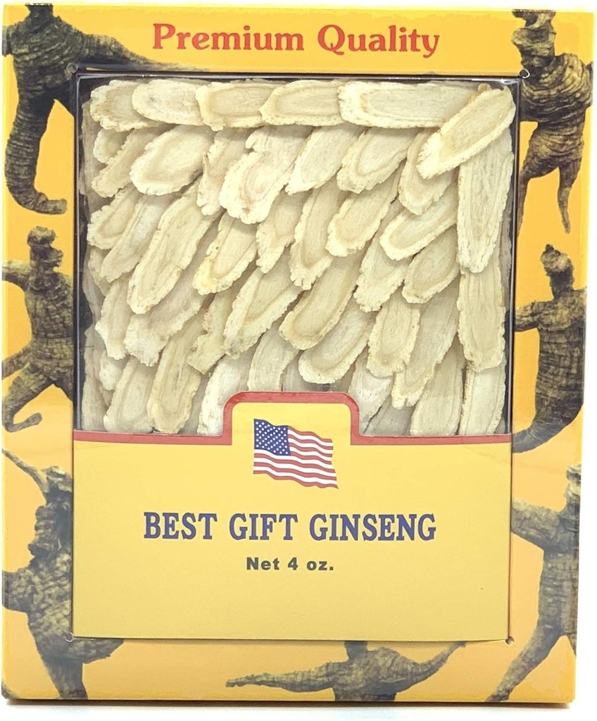 Grad A+ Hånd utvalgte Amerikansk Ginseng Slice Medium 4oz Boks
