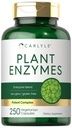 Carlyle Plante Enzymer med Protease, Papain, Lactase og Bromelain ® 250 Kapsler ® Multi Enzyme Blanding ® Ikke-GMO & Glutenfri Supplement