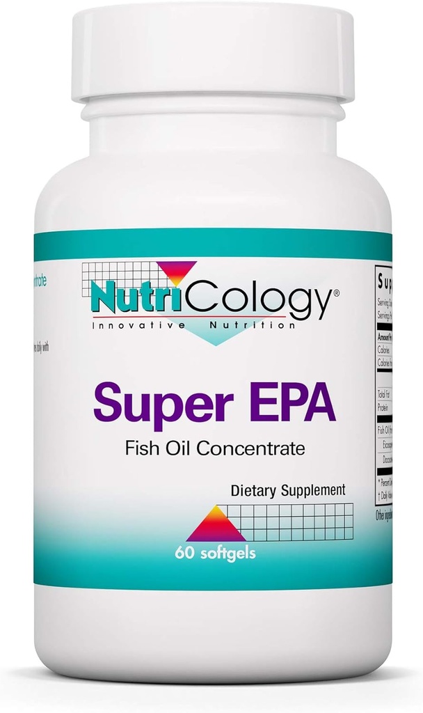 Nutricology Super EPA - Omega 3 Supplement, Fish Oil Concentrate, EPA, DHA, Omega 3 Fettsyrer, Sustainable-kildede ansjovies, Softgels - 60 greve