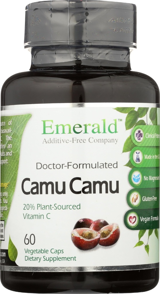 Emerald Labs Camu Camu - Plantekildet vitamin C, Bioflavonoider, Aminosyrer og B vitaminer - Glutenfri, Vegansk - 60 Grønnsaker Kapsler (30-dagers forsyning)